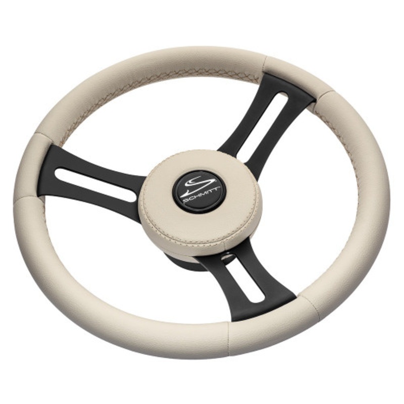 Schmitt  Ongaro Torcello Elite 14 Wheel – Beige Leather  Cap – White Stitching – Black SS Spokes – 3/4 Tapered Shaft