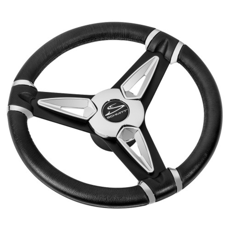 Schmitt  Ongaro PU50 14 Wheel – Chrome Cap  Spoke Inserts – Black Spokes – 3/4 Tapered Shaft
