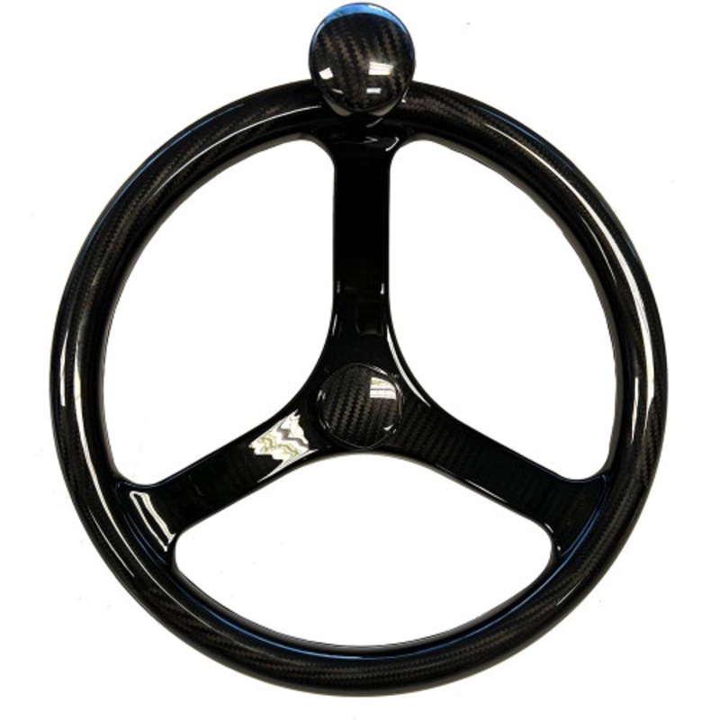 Schmitt Marine Carbon Fiber Primus Wheel w/Knob 13.5 w/Sanntoprene Finger Grip 3/4 Tapered Shaft w/CF Nut