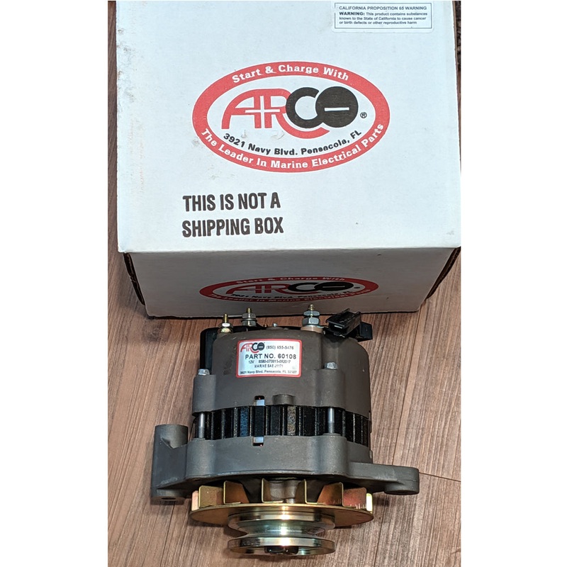 Alternator 55 Amp Internal Regulator Yellow Lead PCM And Indmar 3/8 V-Belt Pulley