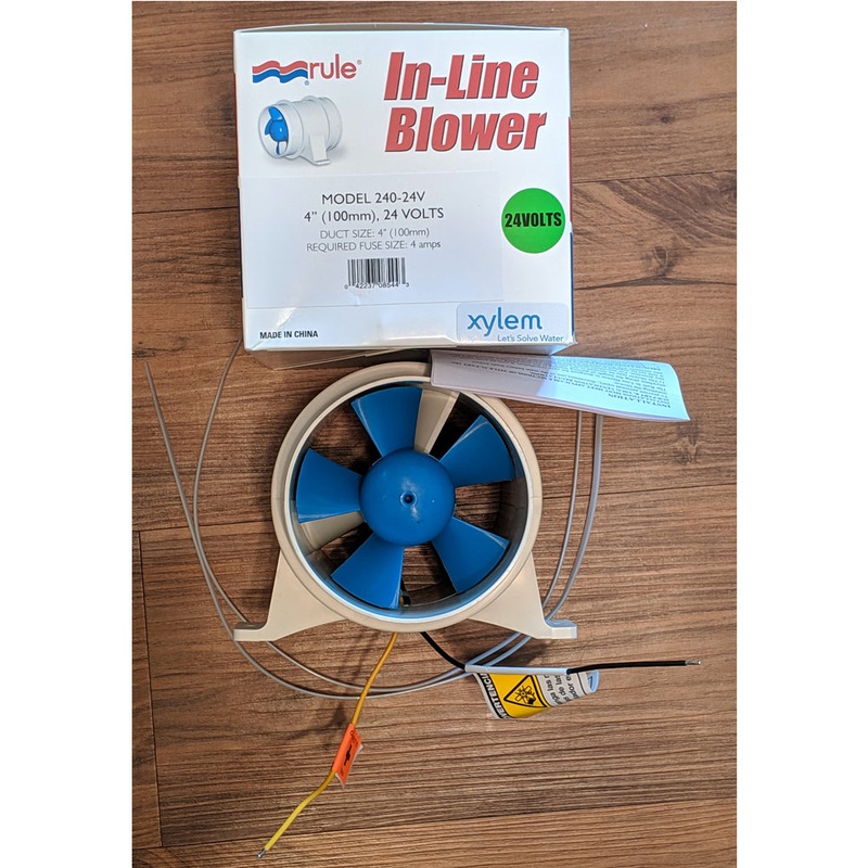 Blower 4 Inch 24 Volt In-Line White Rule Water Resistant