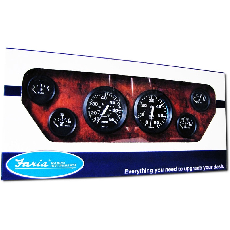 Gauge Set Euro Black Inboard – 6 Set Faria Beede Instruments