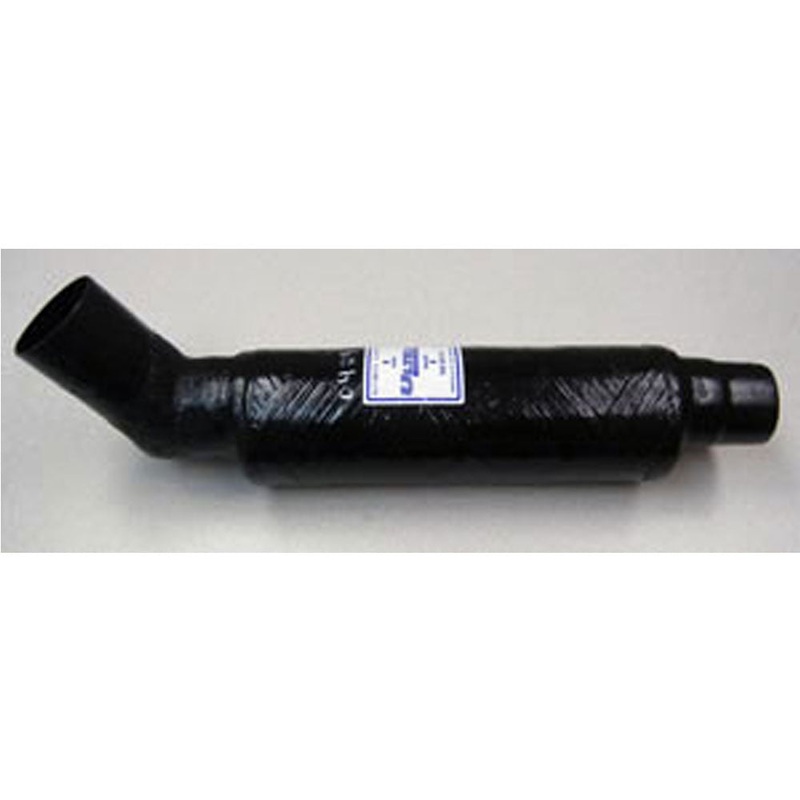 Muffler Interchangeable Angled 3-1/2 Inch 60 O.D. Inlet With 3 Inch O.D. Straight Outlet 26 Inches Long OEM UM-0429 See Description For Replacement