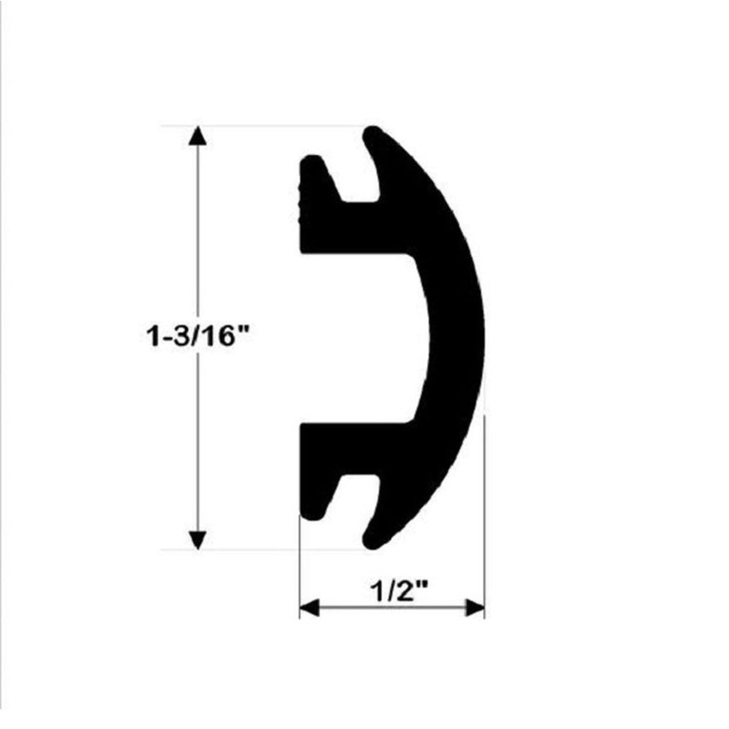 Rub Rail Inser 1-1/4 x 1/2 Inch x 50 Feet Black Flexible By Taco V124144BKA501