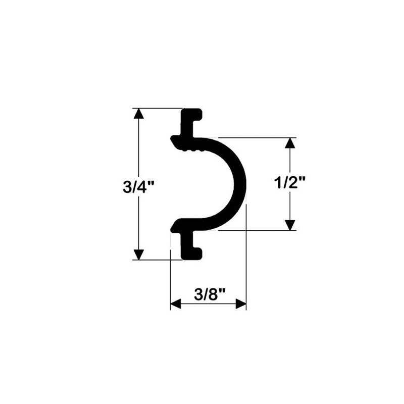 RUB RAIL INSERT 3/4 X 3/8 X 50 FEET BLACK FLEXIBLE BY TACO