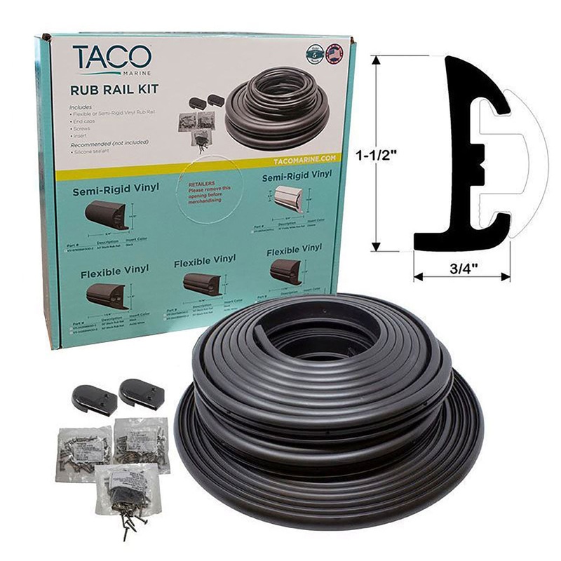Rub Rail Kit Complete Kit Semi Rigid Vinyl Black Rail With Black Insert 50′ V11-9795BBK50D-2