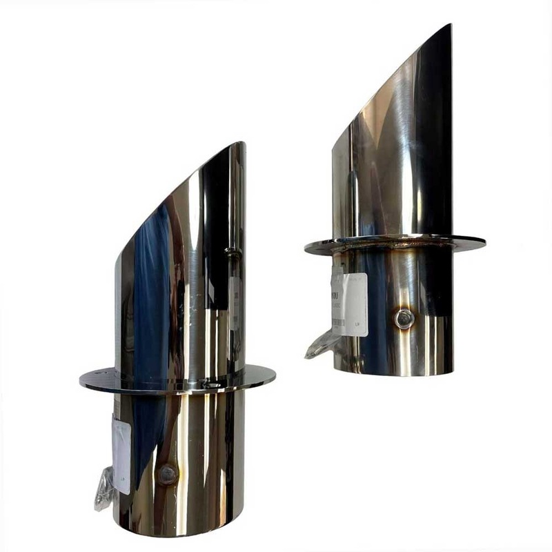 4 Inch Angle Cut Transom Exit Exhaust Tips Set of 2 With Flapper Corsa Performance 11000