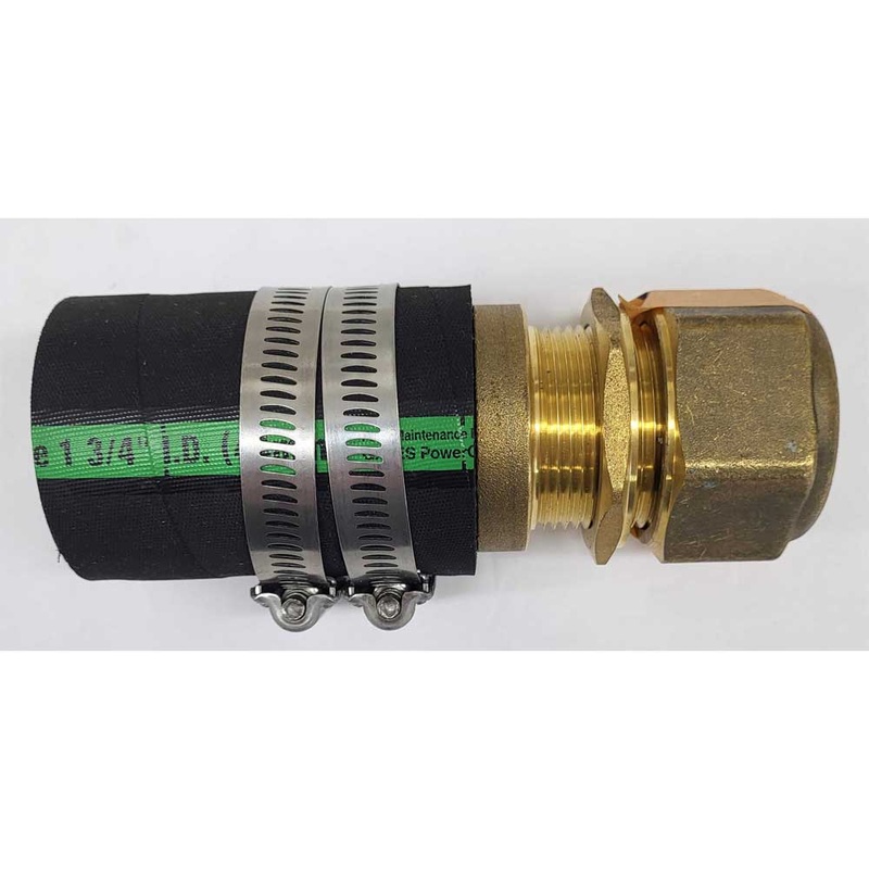 Stuffing Box 1 Shaft and 1-3/4 I.D. Hose and 2 Stainless Steel Hose Clamps