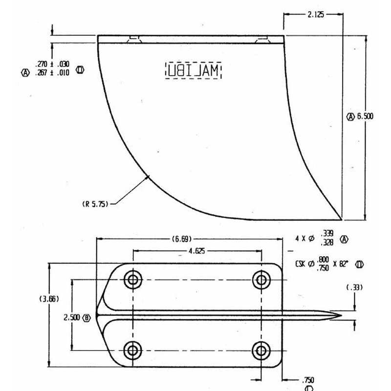 Tracking Fin – Malibu Turn Fin Flat Base Marine Hardware – MLBU000341
