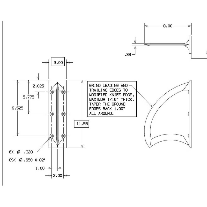 Tracking Fin – Special Turn Fin Flat Base Marine Hardware – TURN2020
