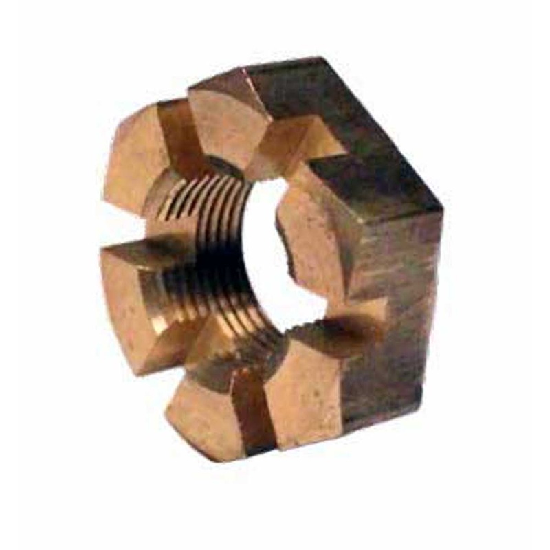 Castle Nut Brass Low Profile For 1 and 1-1/8 Inboard Shafts Slotted Castle Nut PNUTFULL-1.000-BCN