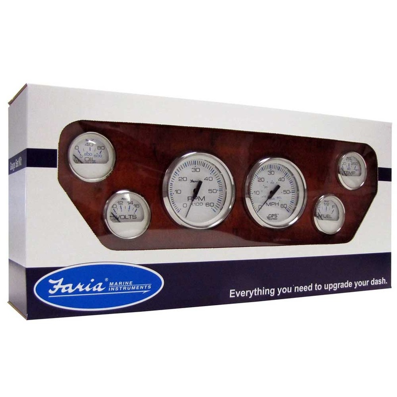 Chesapeake White Stainless Steel Inboard 6 Gauge Set Faria KTF063