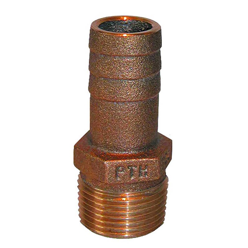 1-1/2 In. NPT x 1-1/2 In. Straight Hose Barb Bronze Pipe-to-Hose Adapter | Groco GROCO-PTH-1500