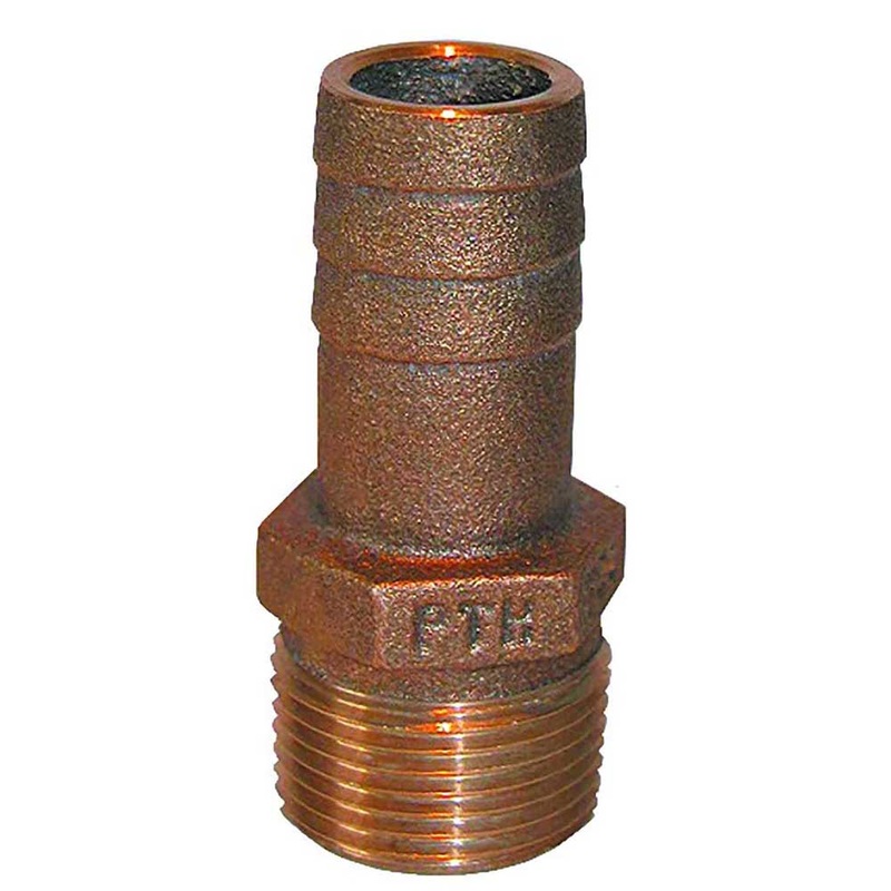 1-1/4 In. NPT x 1-1/4 In. Straight Hose Barb Bronze Pipe-to-Hose Adapter | Groco PTH-1250