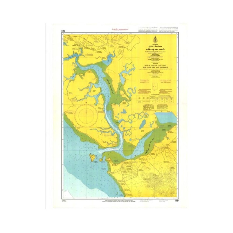Marine Chart Thailand (Gulf of Thai – East) 119 Mae Nam Wen and Entrance