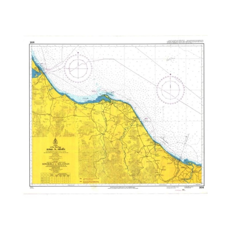 Marine Chart Thailand (Gulf of Thai – West) 206 Songkhla to Kelantan