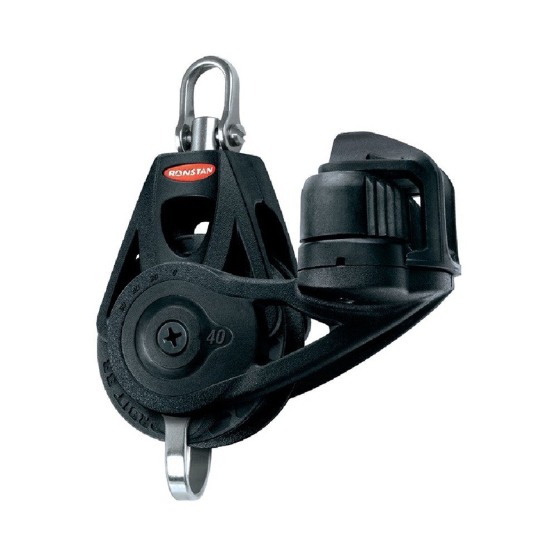 Ronstan Series 40 BB Single Orbit Block – Becket, Adjustable Cleat, Swivel Shackle Head