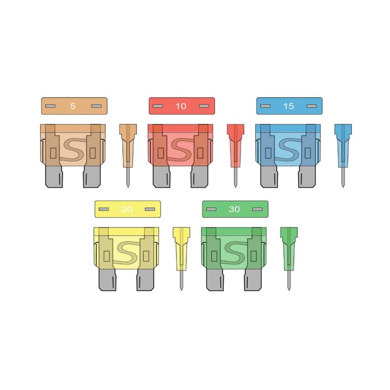 EMA Standard Blade Type Fuse|2 A|3 A|5 A|7.5 A|10 A|15 A|20 A|25 A|30 A|40 A|Assorted (5 A, 10 A, 15 A, 20 A, 30 A)|Pack of 5|Pack of 15|Pack (130997)|Pack (130740)|Pack (130733)|Pack (130998)|Pack (130734)|Pack (130735)|Pack (130736)|Pack (130999)|Pack (