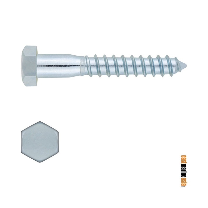 Stainless Steel 316 Lag (Wood) Screw Hex Head – Half Thread (DIN 571)
